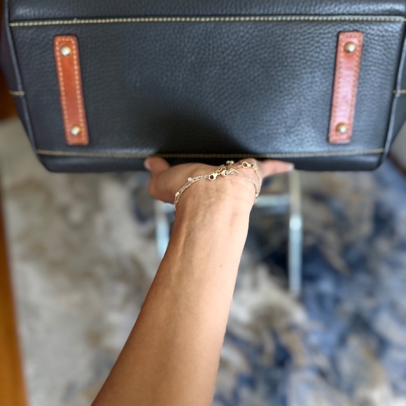 Dooney & Bourke Leather Navy Satchel - Picture 4 of 12